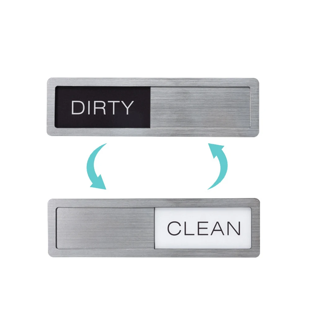 Clean Dirty Dishwasher Magnet Clean/Dirty Sign Stainless Steel Non-Scratch Strong Magnet Extra Adhesive Options Easy to Slide