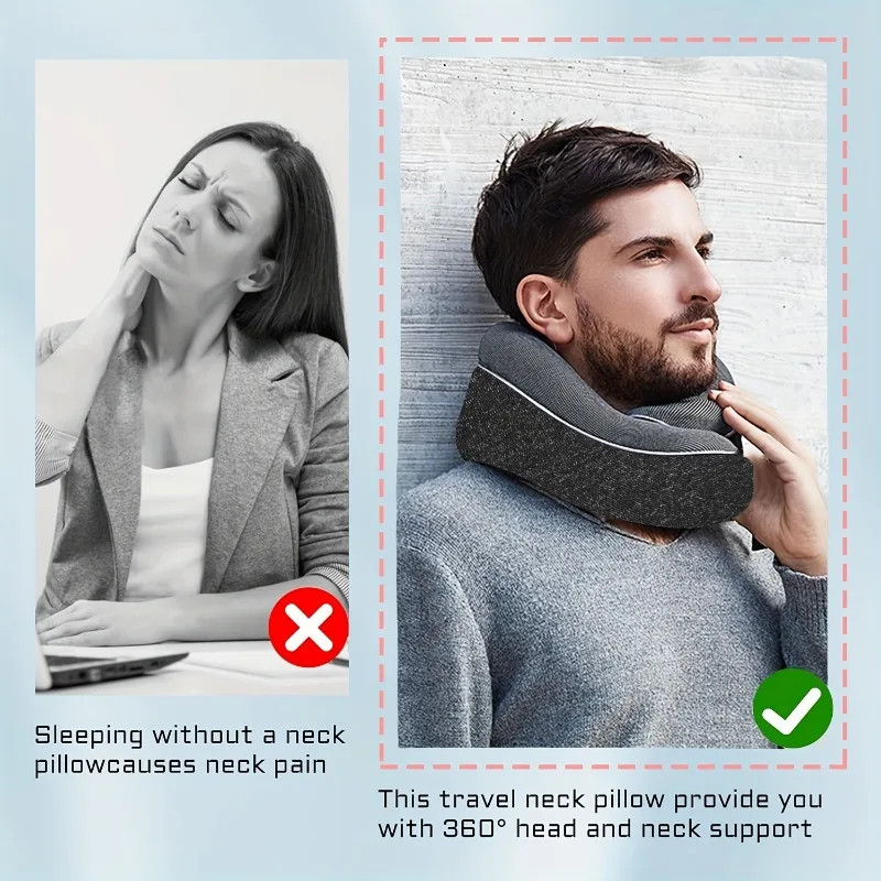 Ergonomic Portable Travel Pillow Neck Support Cervical Pillow for Airplane Car Office - Comfortable Headrest for Long Trips