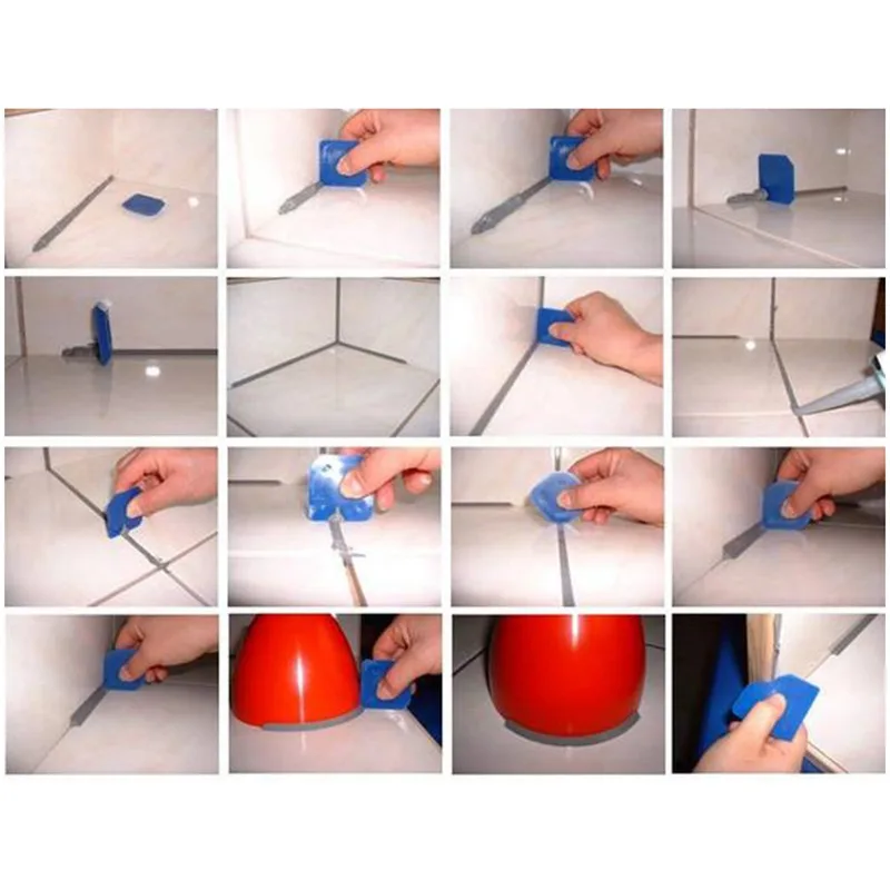 AT14 4 Pcs Silicone Sealant Spreader Profile Applicator Tile Grout Tool Home Help