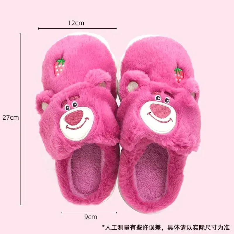 MINISO Disney Lotso Pooh Bear Stitch Anime Cartoon Cute Girl autunno inverno caldo peluche pantofole di cotone donna scarpe da casa