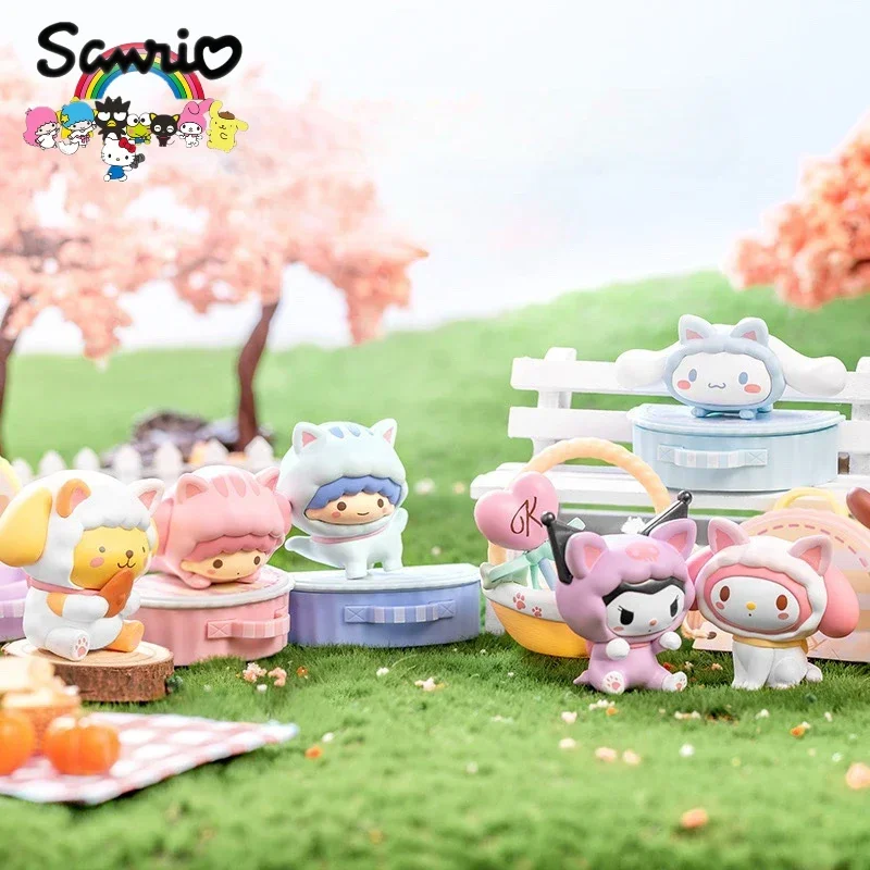 Sanrio Personagens Peekaboo Série Blind Boxes Boneca Decoração, Kuromi, Cinnamoroll, Minha Melodia, Pompompurin, Presente de Aniversário Infantil