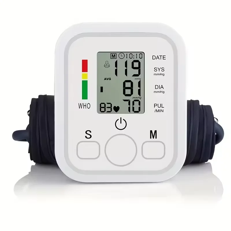 Monitor de Pressão Arterial de Braço com Sensor de Pressão, Equipamento de Monitoramento de PA, Tonometrô Automático, Tensiômetro Digital com Display LED e Braçadeira de Braço