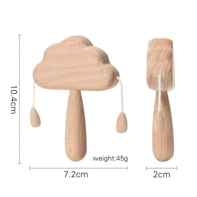 1 unidad de sonajero de nube de madera Natural, juguetes interactivos para bebés, accesorios seguros no tóxicos para recién nacidos, juguete para 0-12 meses