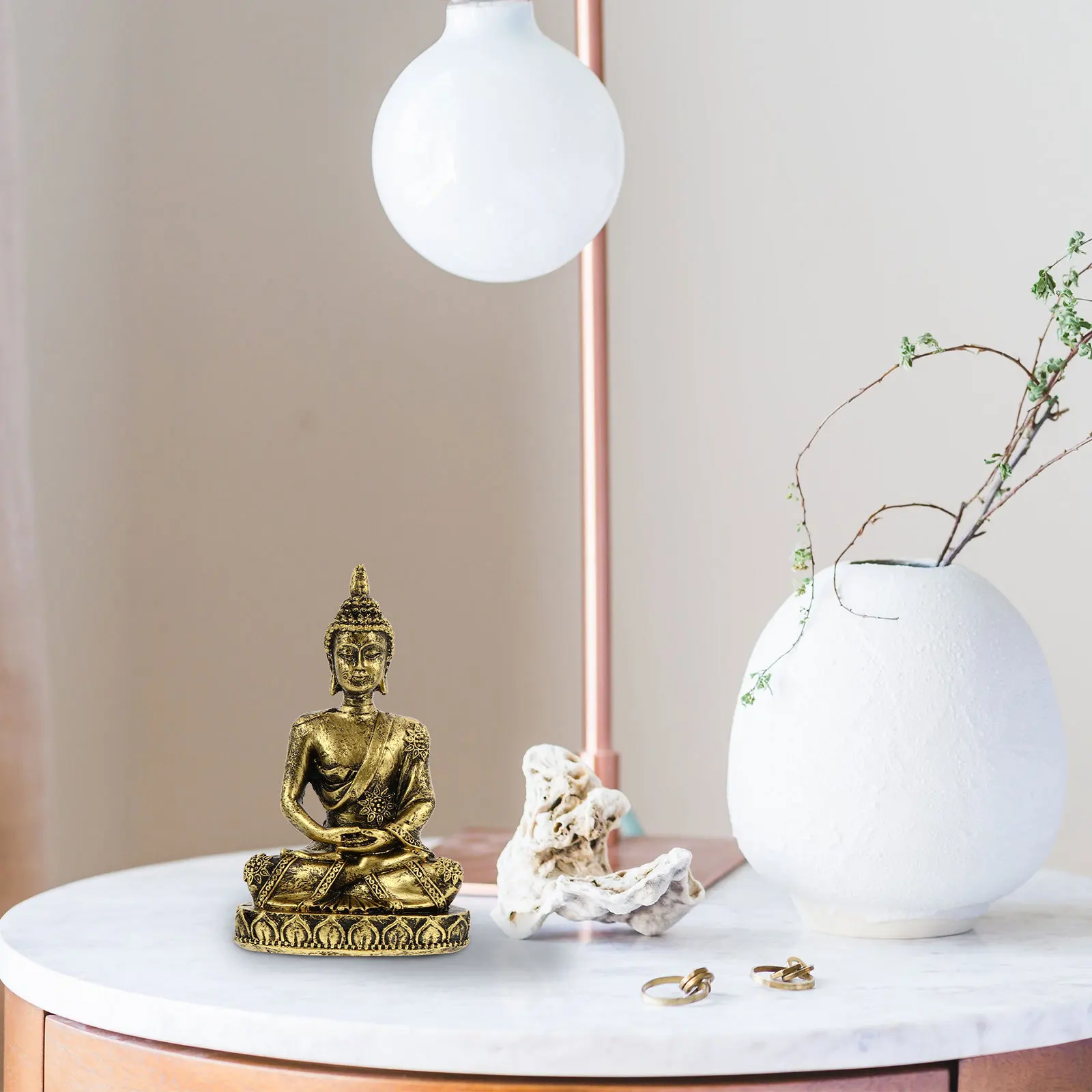 

Bronze Sitting Buddha Statue Creative Tabletop Decoration for Home Office Desk Car Hotel Lounge Restaurant Coffee Shop