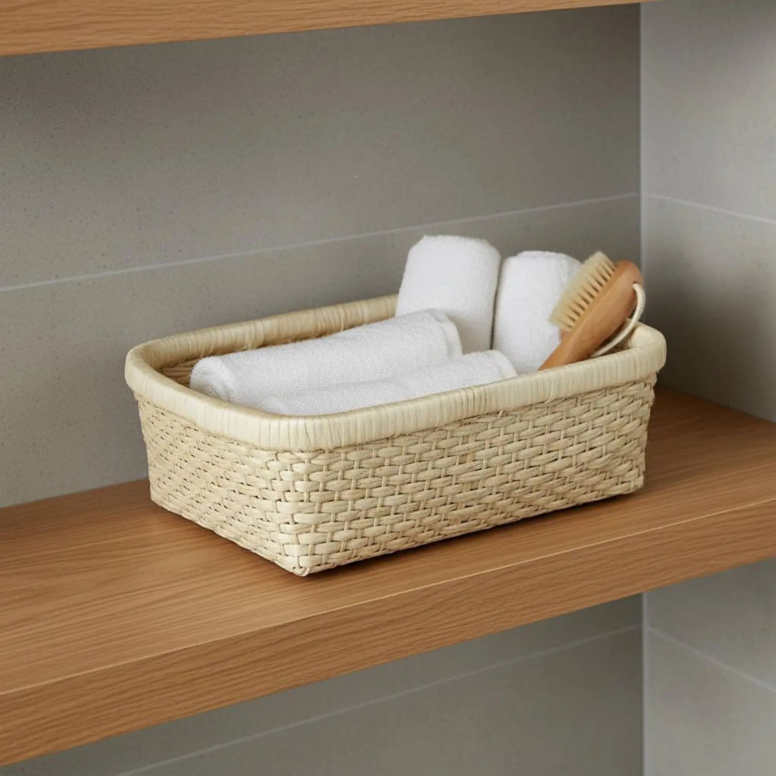 Panier de tri en osier polyvalent, plateau peu profond pour présentation alimentaire, rangement domestique, matériau écologique pour la cuisine