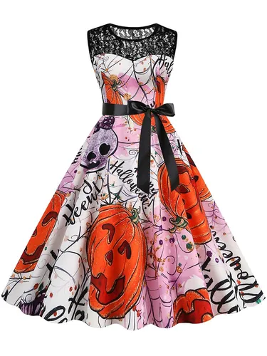 Vestido de disfraz de Halloween para mujer, sin mangas, de encaje, Vintage, Cosplay, carnaval, vestidos de fiesta elegantes