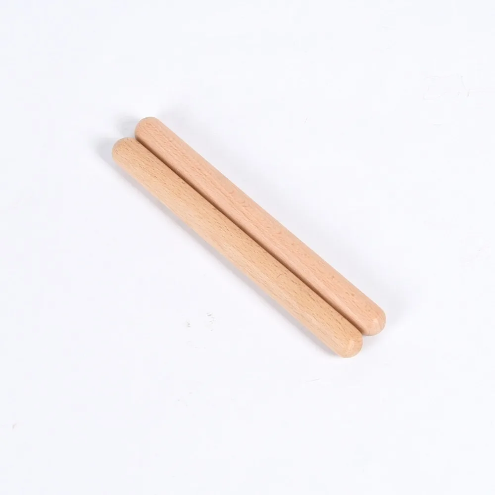 2PCS Premium Solid Wood Rhythm Sticks Wood Color Wood Claves Musical Sticks Party Activity