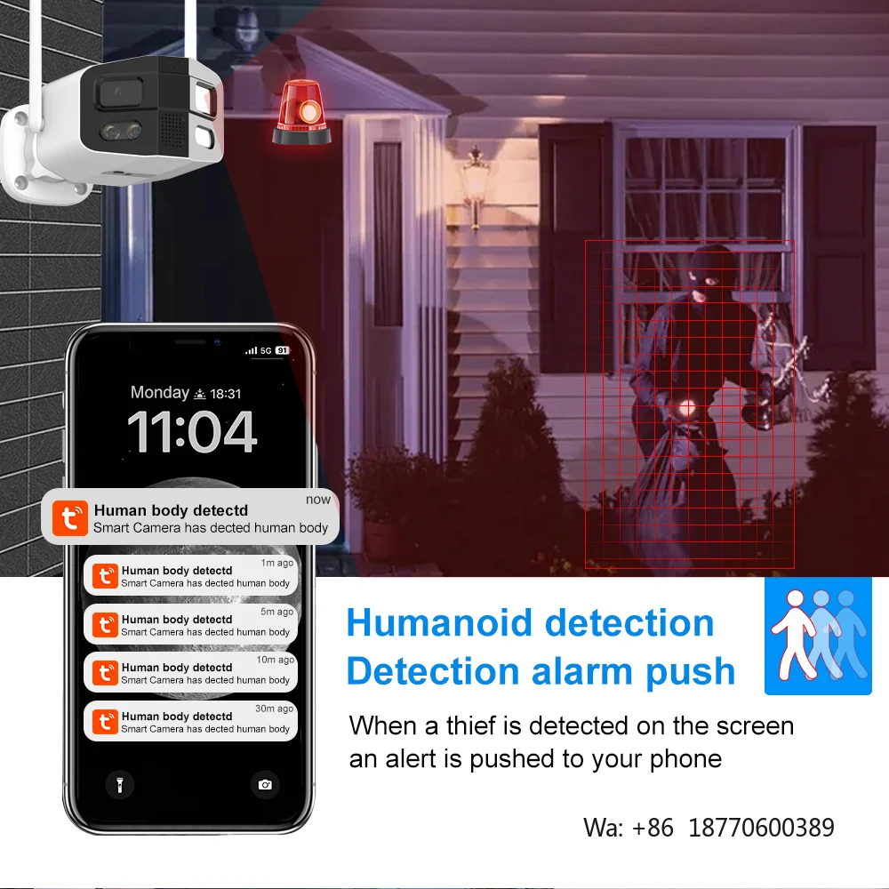 Tuya Smart Dual Lens 180° Wide Angle Outdoor Network Wireless Surveillance CCTV Security WiFi HD Bullet Camera