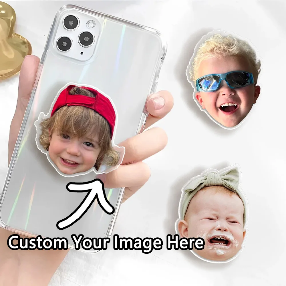 Customized baby photo mobile phone holder with extendable and foldable car mount featuring air cushion. Customized funny photo K