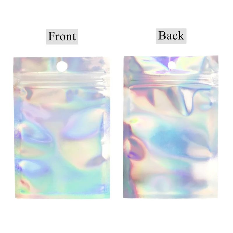 300pc Small Holographic Ziplock Bags For Candy Packaging,Mylar Clear Foil Pouch Bag Cute Snack Party Gift Favor Baggies Supplier