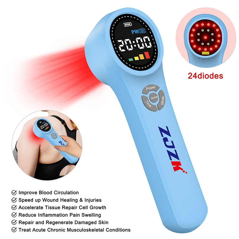 Medic Therapeutics Cold Laser Therapy Handheld 980nm 810nm 660nm 1760mW for Pain Relief Anti-inflammation and Injury Healing