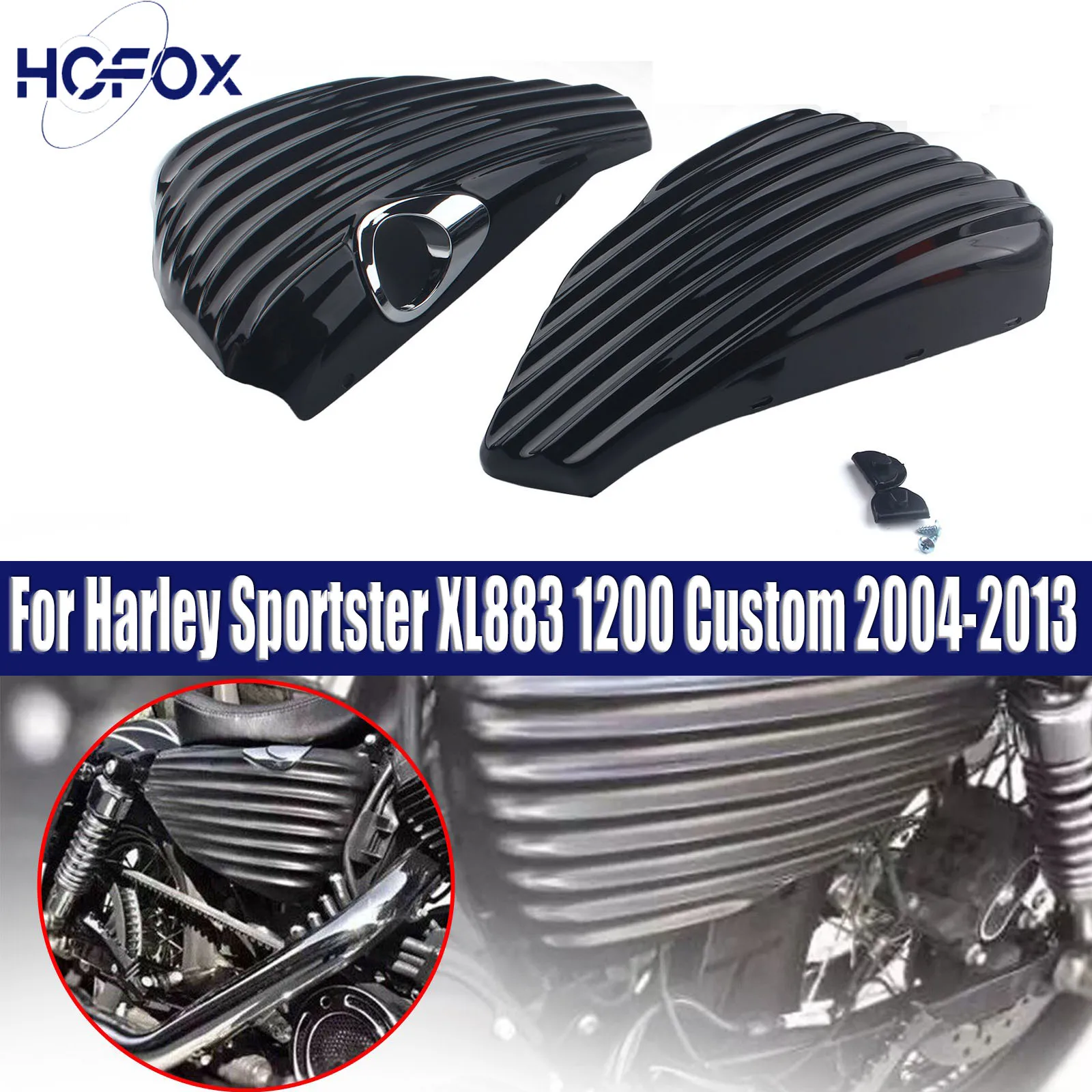 

For Harley Sportster XL883 1200 Custom 2004-2013 Motorcycle ABS Plastic Stripe Battery Side Covers Fairing
