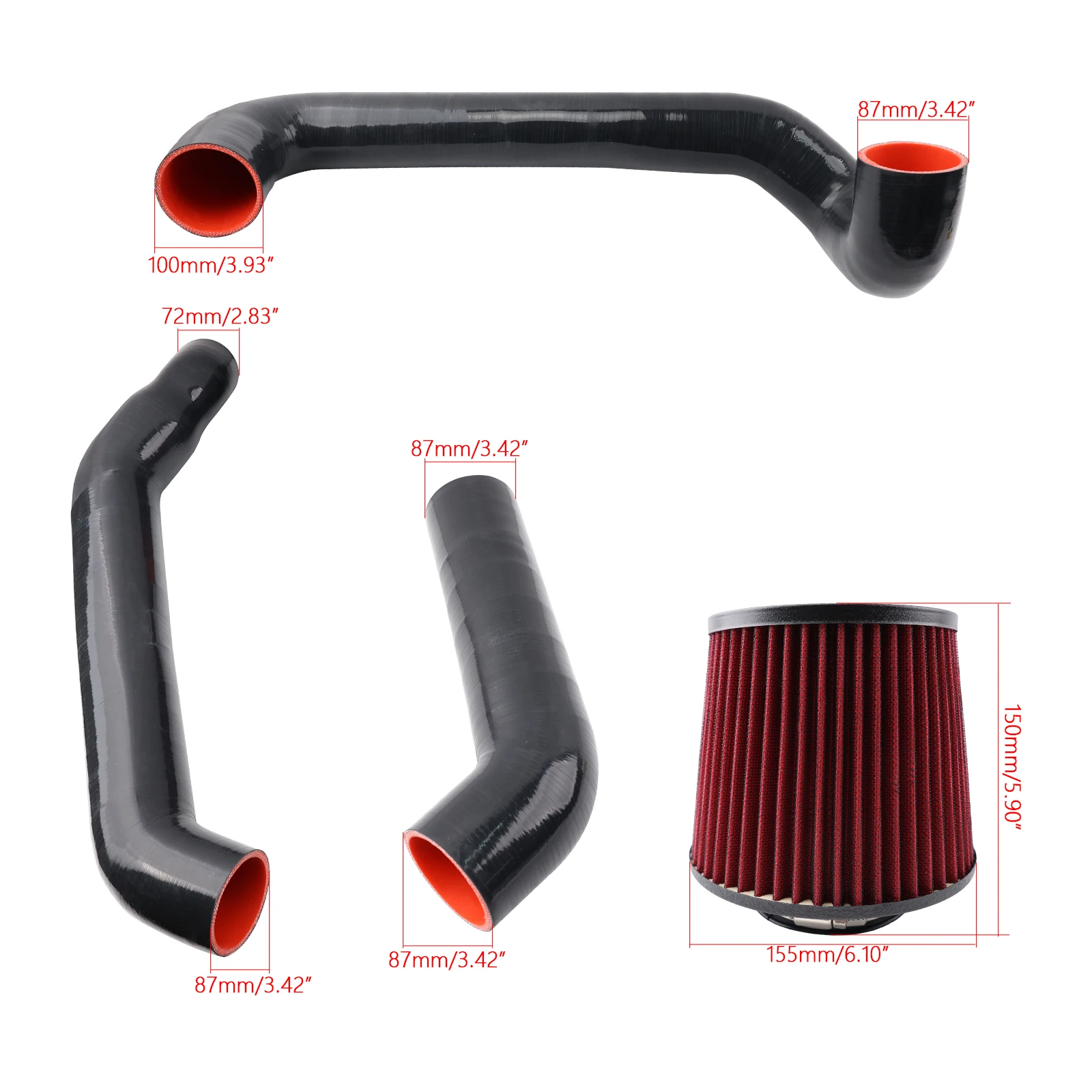 Front Mount Type G80 G82 G83 G87 Dual Dry Filter Cold Air Intake Kit For BMW M2 RWD 2023+ M3 M4 S58 3.0T 2020+