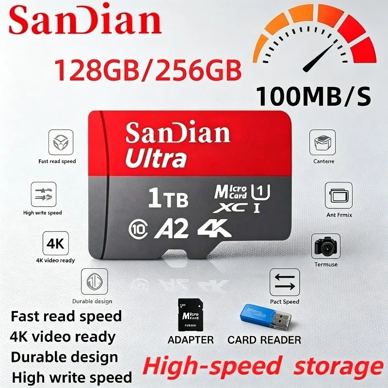 

New Original High Speed Memory Card 128GB 256GB Class 10 Micro TF SD Card 1TB SD Memory Card For Camera Phones tablets