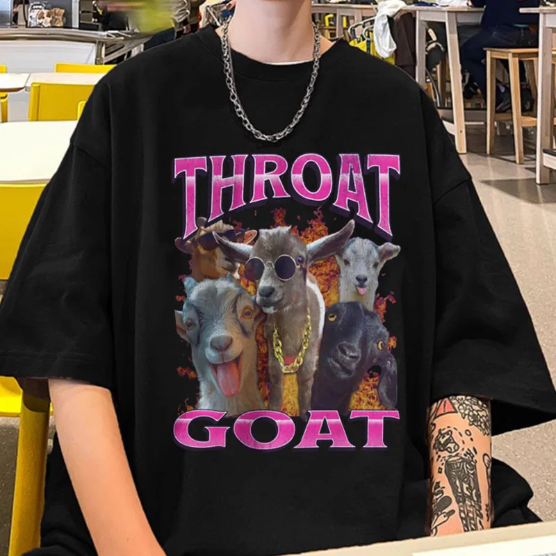 Throat Goat Funny 90s Graphic T Shirts Man Woman Gift for Friends Offensive Meme Tee Shrit Fashion Retro Harajuku T-shirt Tops