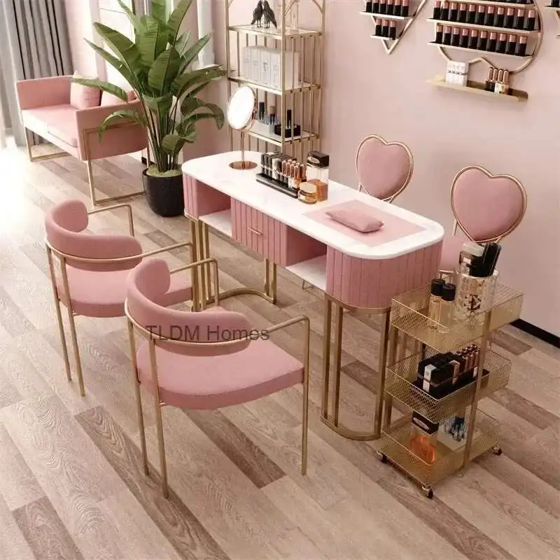 

Modern Manicure Table and Chair Set Minimalist Salon Furniture Luxury Beauty Salon Nail Tables Household Manicure Desk p