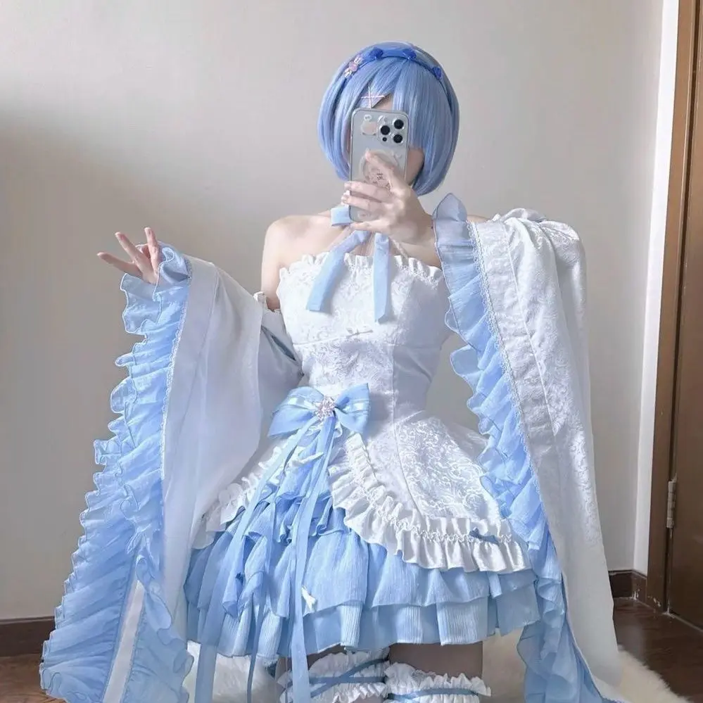 

Rem Cosplay Costume Re:Life in A Different World From Zero Uniform Outfits Full Set for Girls Halloween Carnival Fancy Suits