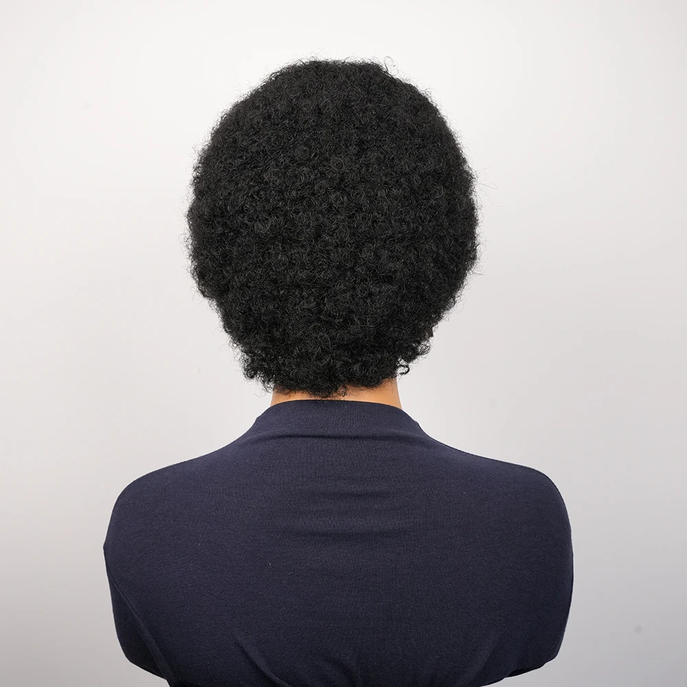 흑인 여성용 짧은 아프로 곱슬머리 픽시컷 가발, 브라질산 인모 가발, 풀머신메이드 캡, 데일리 착용, 180% 밀도