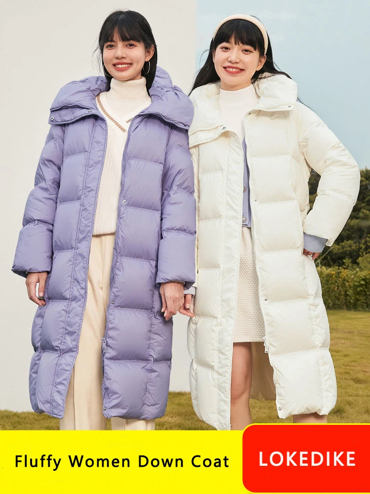 Casaco de inverno com capuz para mulher grosso quente puffer jaquetas doce solto feminino à prova dlong água casacos longos outerwear 2022 novo