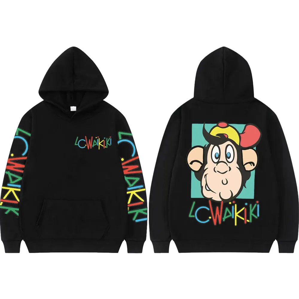

Lc Waikiki Monkey Double Sided Print Hoodie Men Women Clothing Fashion Y2k Oversized Pullovers Streetwear Cartoon Sweatshirts