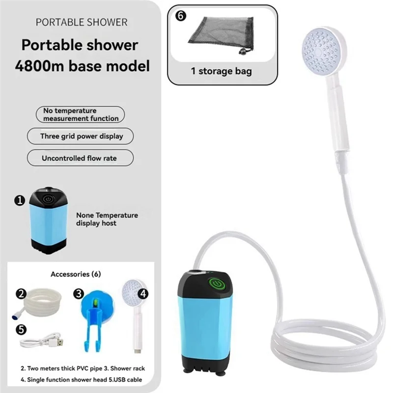 AB41-Blue 4800Mah Bathing Artifact Simple Electric Shower In Field Dormitory Rural Household Shower