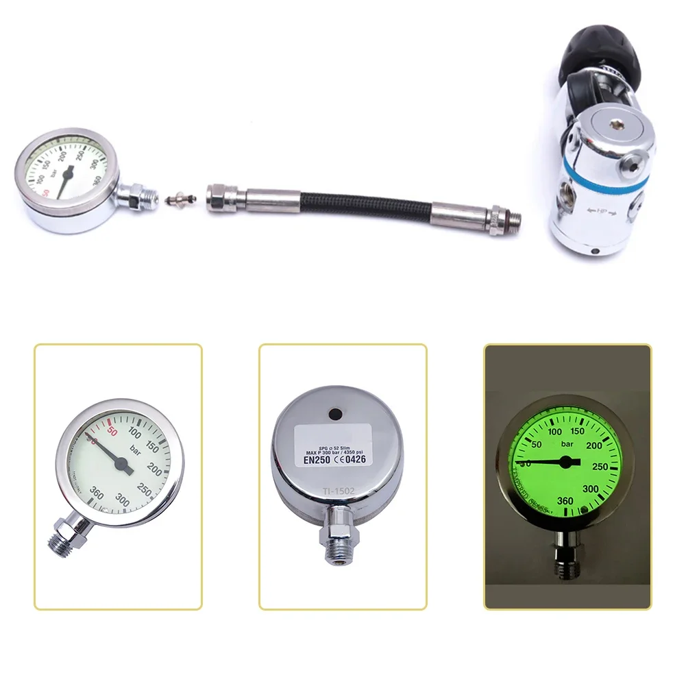 

1pc Scuba Diving Back BCD High Pressure Gauge SPG Metal Single Watch Luminous Water SportsDivingEquipment