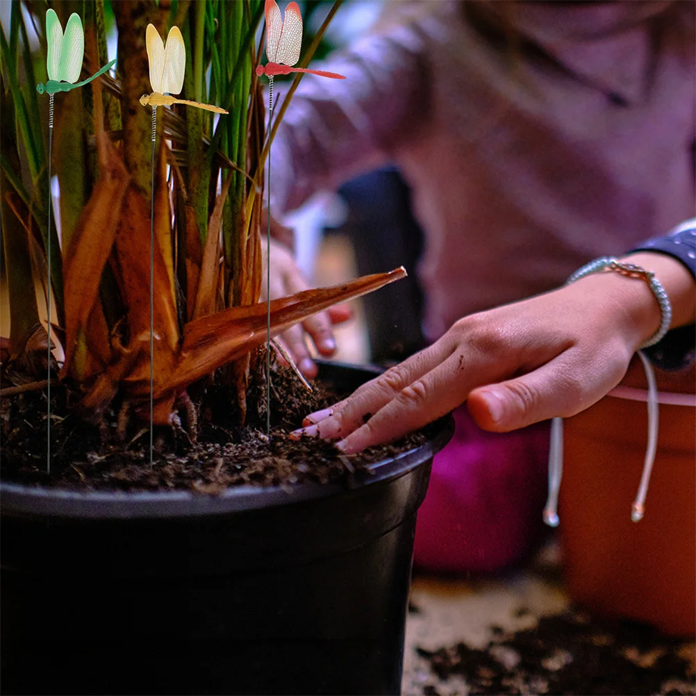 

40Pcs Dragonfly Garden Stake Lifelike Simulated Dragonfly Outdoor Indoor Decor Fairy Garden Lawn Planter Flower Pot Ornament