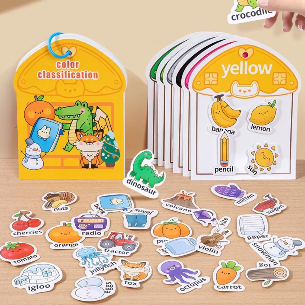 

Repeated Pasting Montessori Quiet Busy Book Color Classification Paper DIY Paste Material Kit Cartoon Education Cognition