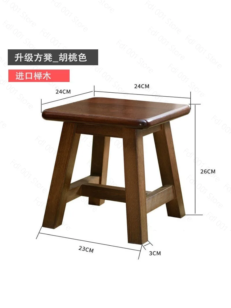 Wood Round Stool, Walnut Color Small Footstool for Sofa Tea Table, Home Entryway Seat Cushion
