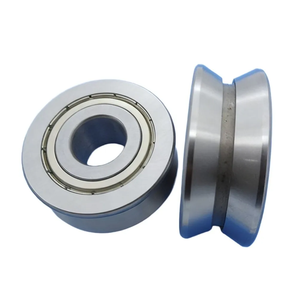 For LV202-41ZZ Sliding Rollers Bearing 2PCS for Round Bottom Groove Track Pulley 15 x 41 x 20 mm Stainless Steel