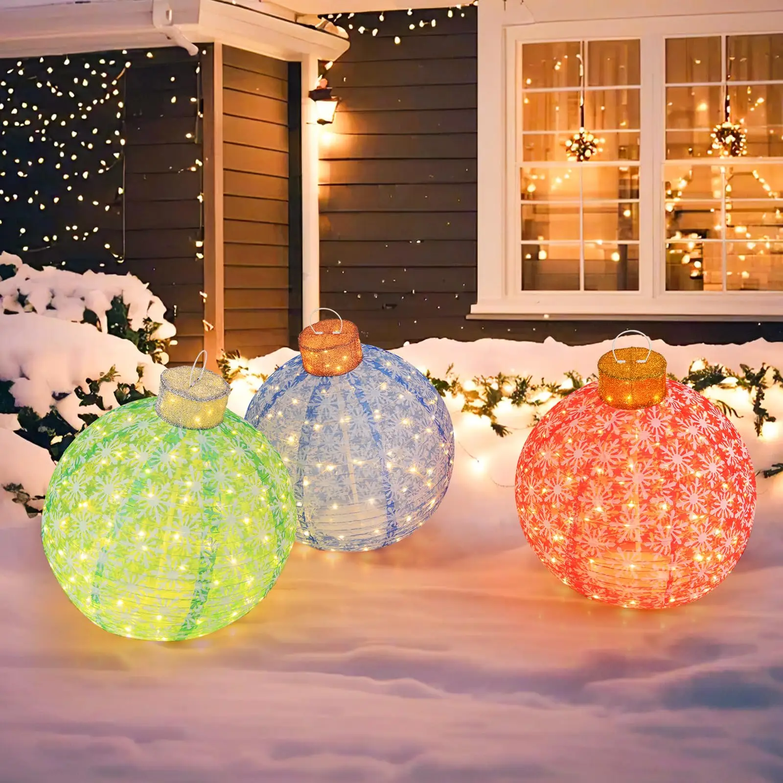 3 Pieces Christmas Lighted Pop up Holiday Ball Ornaments Decor