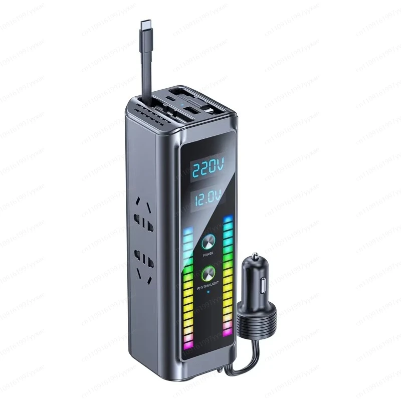 

Multi-purpose Vehicle Inverter 300W 12V/24v to 220V Car Phone USB Car Plug Converter with 90CM Telescopic Charging Cable