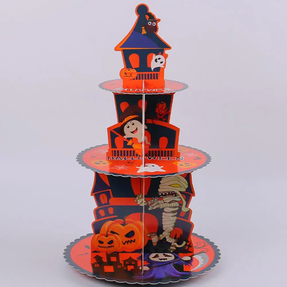 Spooky Cupcake Presentation Halloween 3 Tier Cupcake Stand Tower for Birthday Party Decoration Pumpkin Ghost Cake Holder Floral