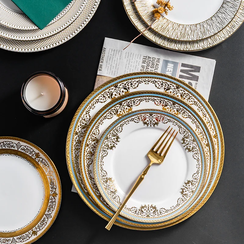 Plate Ceramic Internet celebrity Plate  Nordic Home Phnom Penh Tableware Steak  Western  Pasta  Flat