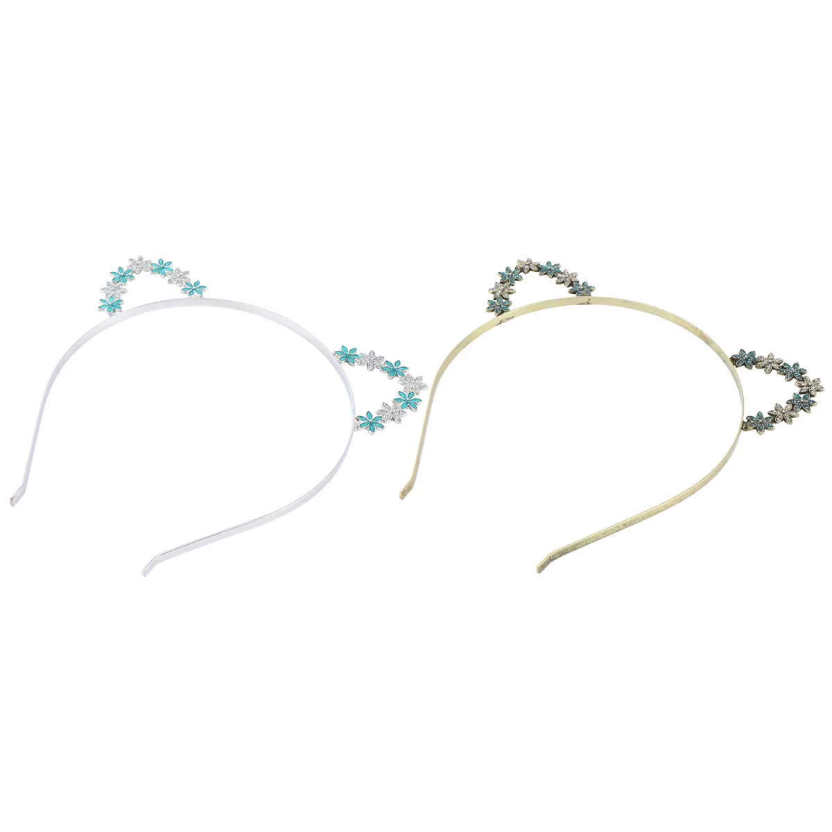 

2Pcs Cute Cat Ear Hair Hoop Flower Headband Alloy Lightweight Non-Fading Comfortable for Adults Party Hair Accessories