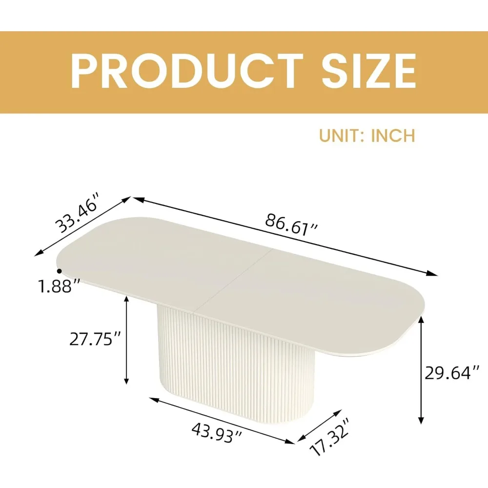 86.61" Oval Dining Table, Modern Kitchen Table for 8 People, Indoor Rectangular Dining Room Table for Kitchen, Bar, Living Room,