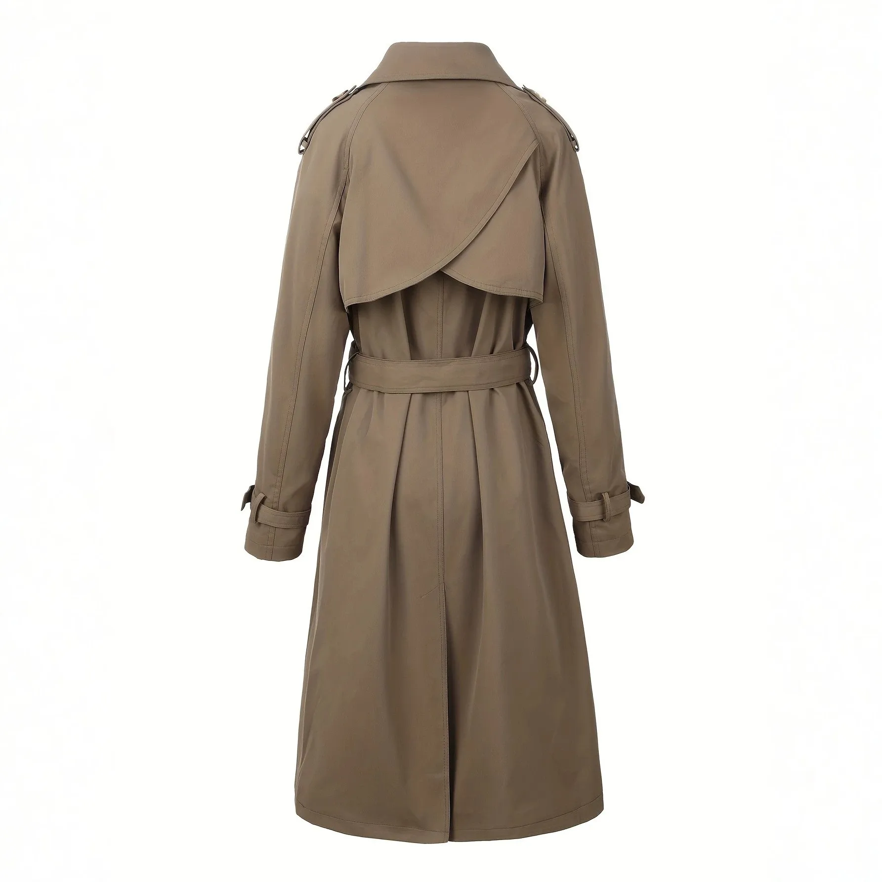 Turn Down Collar Notched Lapel Coat Extended Length Commuter with Double Breasted Composite Construction Elegant Women Coat