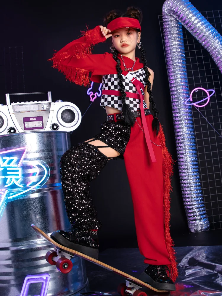 

K-PoP Clothes Children's cool hiphop dance outfit Girls' hip jazz dance clothes Girls' hiphop children's hiphop costume winter