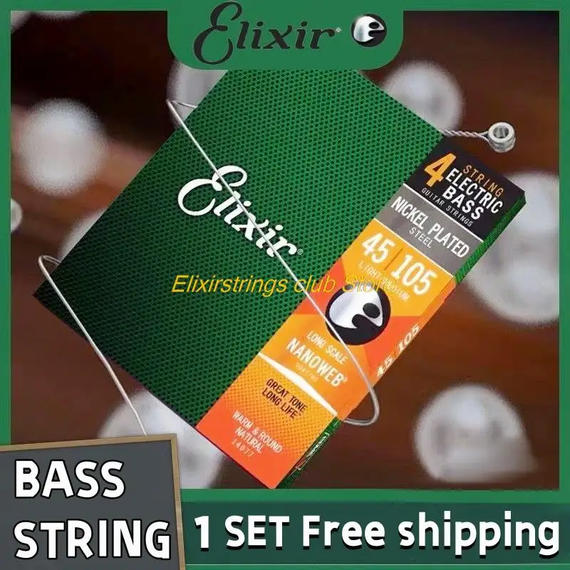 14077 Nanoweb Elixir Nickel Plated Steel Electric Bass Strings 4 Guitar Strings Medium 045 -105 Guitar Accessories Free Shipping