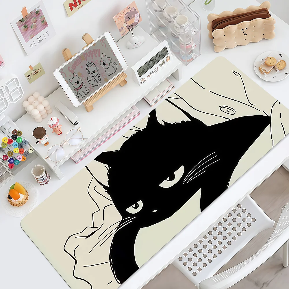 Mouse Pad Kawaii MousePad Cute Non-slip Lockedge Office Black Student Gaming Thickened Large Writing Pad Cat Cushion