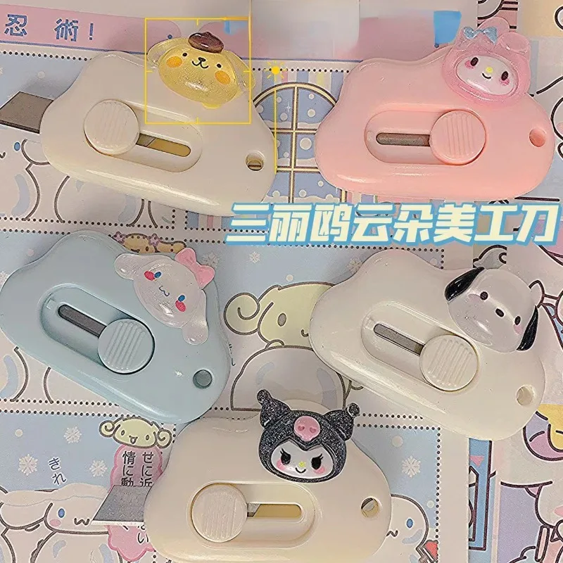 Utility Knifes Sanrio Cartoon Paper Cutters Mymelody Pochacco Kuromi Anime Cutting Paper Blade Cute Portable Office Stationery