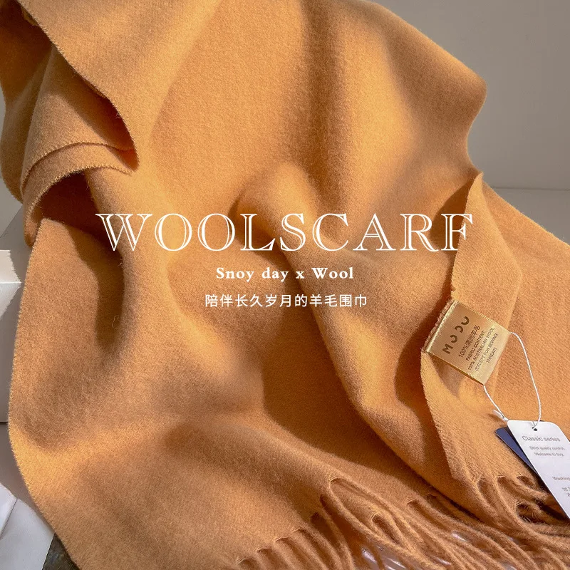 Scarf Pure Australian Wool Heathered Solid Hue Elegant Warm Versatile Winter Neck Wrap for Men Women Birthday Present