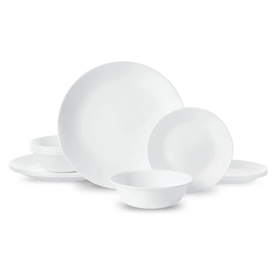 

Winter Frost White 12-Piece Glass Dinnerware Set Service for 4