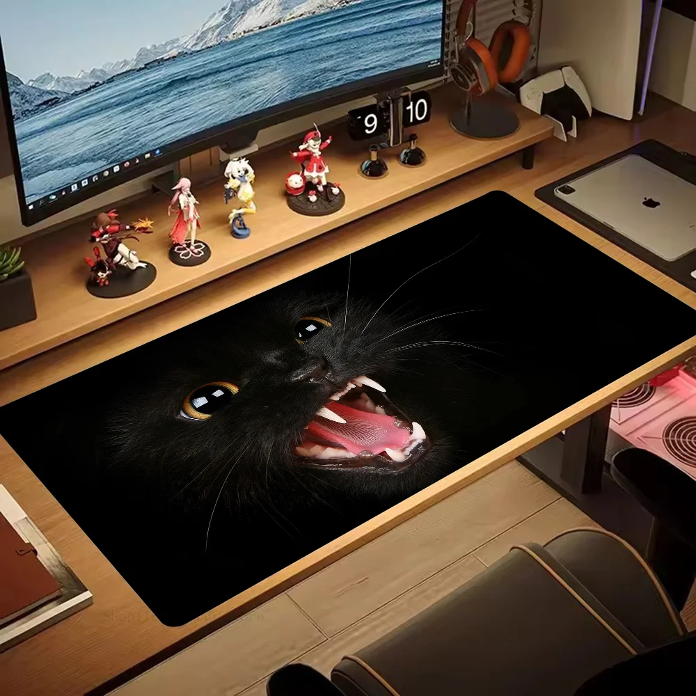 Black Cat Mousepad Non-slip Suitable For Office Computers Laptops E-sports Game Desk Mats XXL Keyboard