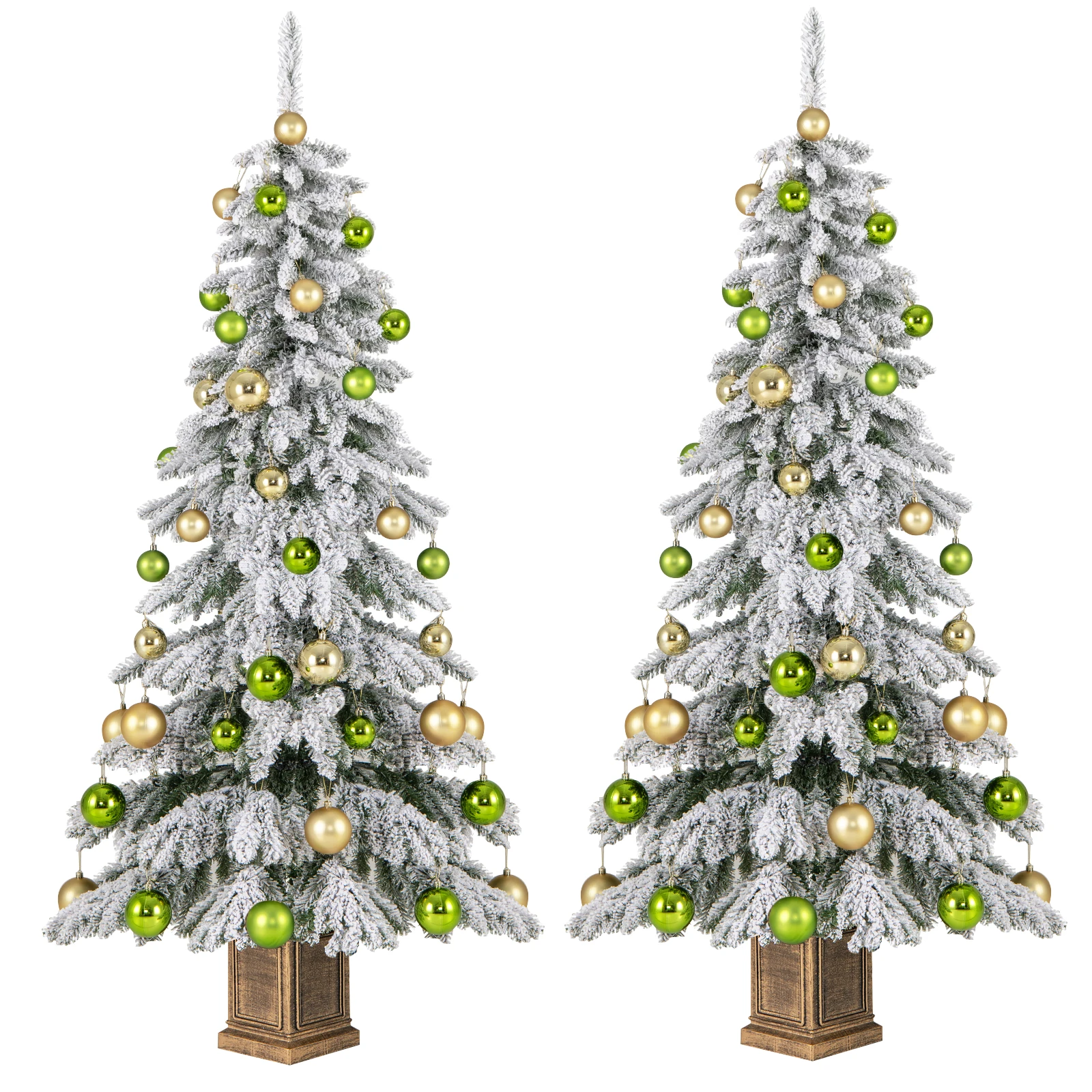 2PCS 6 FT Artificial Xmas Tree Hinged Christmas Tree wi/ 589 Flocked Branch Tips