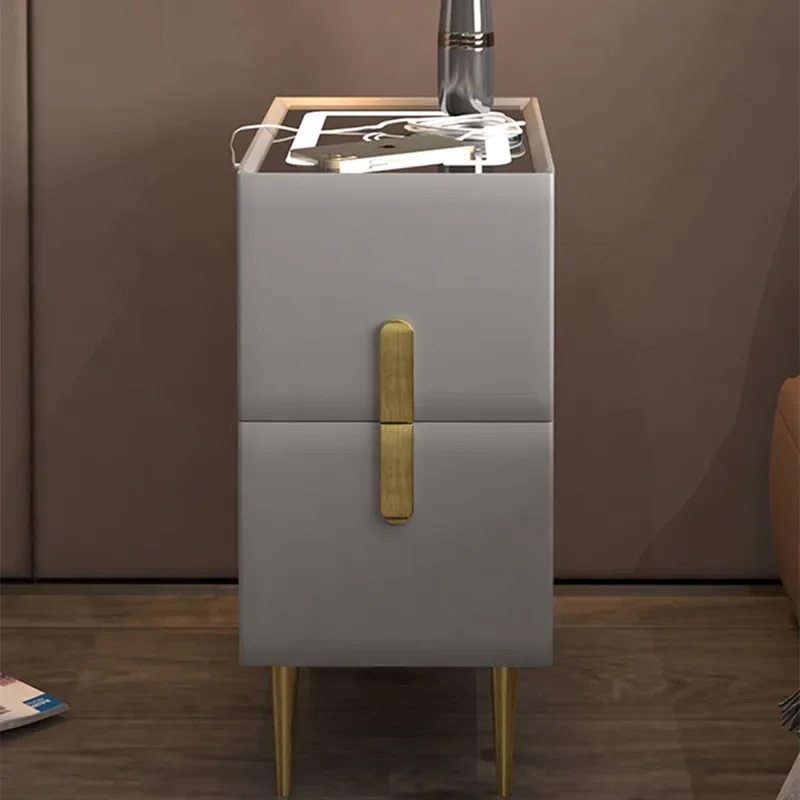 Smart Bedside Table Modern Style Wireless Charging Bluetooth Speaker Multi-Function Mini Nightstand for Bedroom