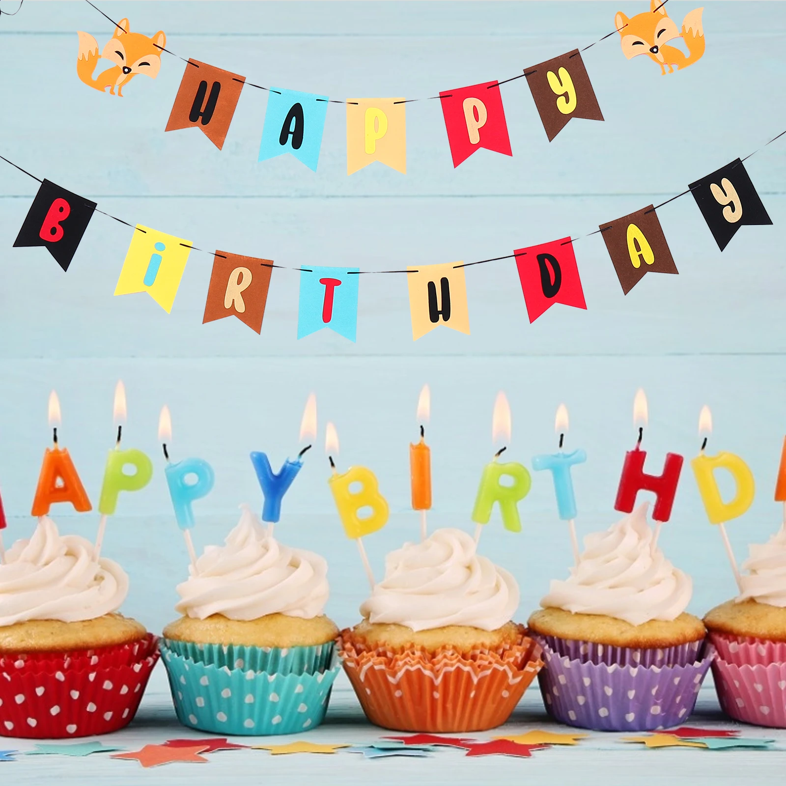 

Creative Fox Design Non-Woven Decor Supplies For Decoration Cloth Bunting Birthday Banner Party Bunting Birthday Party Supplies