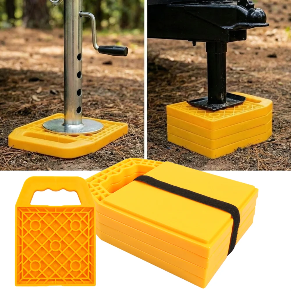 Paquete de 4 Almohadillas Niveladoras para Autocaravanas con Bloques de Soporte con Asa para Remolques de Viaje y Campers