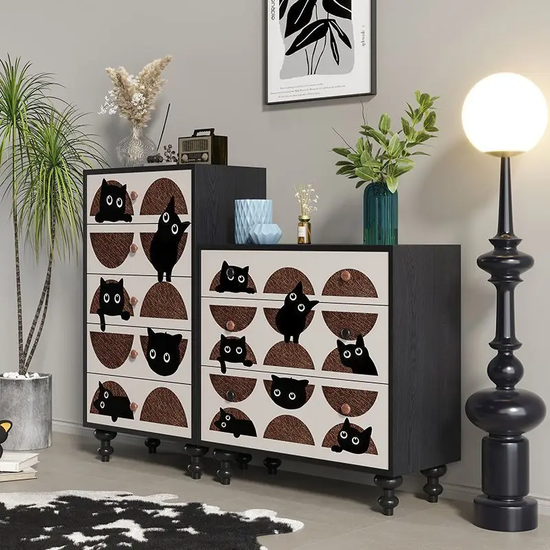 

of drawers bedroom solid wood storage cabinet second-hand living room wall-by-wall sideboard cat decoration cabinet