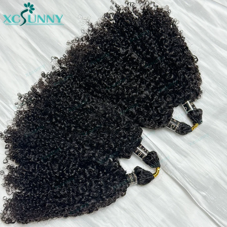 الأفرو غريب مجعد ريشة الكروشيه وصلات شعر بشرية Knotless قبل فصل الكروشيه الشعر سلسلة في الأوسط لضفائر بوهو